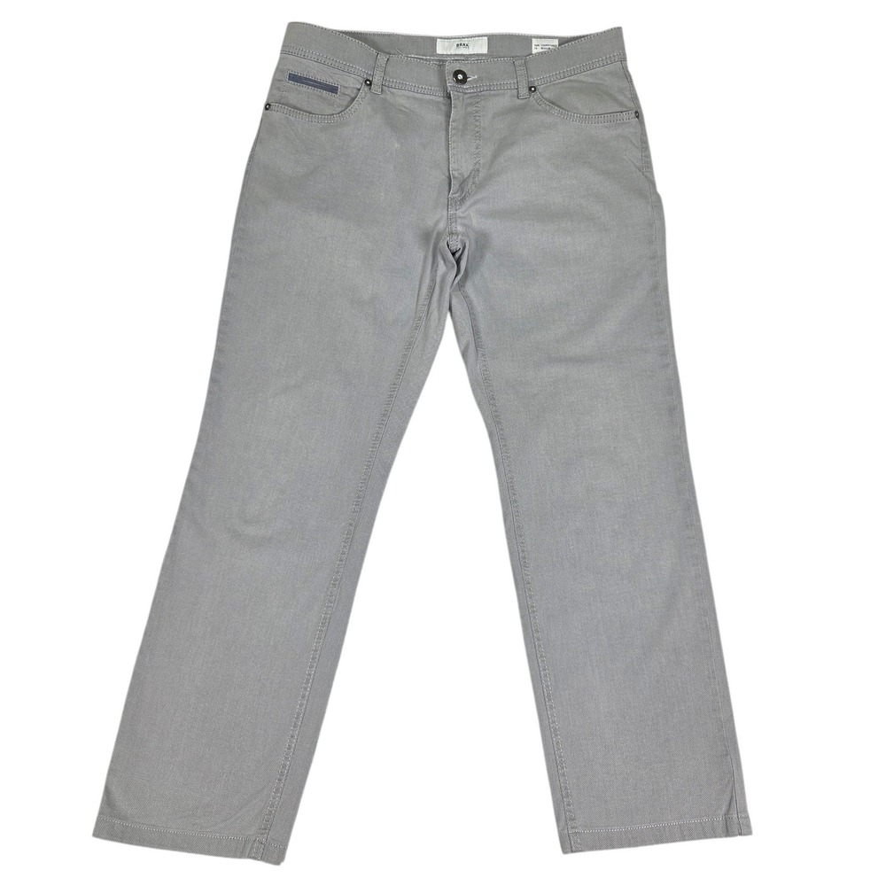 Brax Cooper Fancy Pants Mens 34/28 Gray‎ Regular Fit Textured Chino 84-1607/08